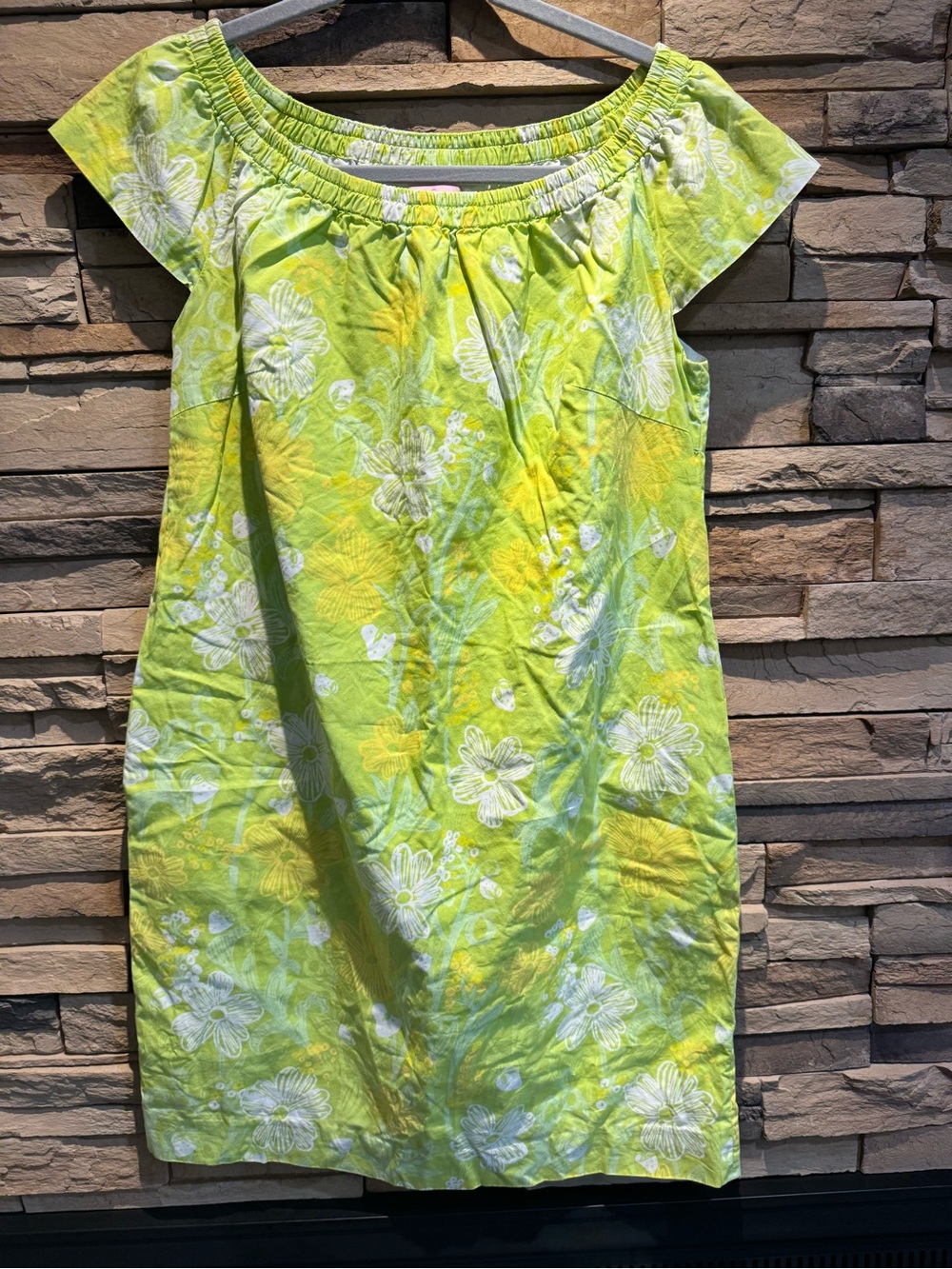 Lilly Pulitzer Green Floral Off-Shoulder Dress Size XS